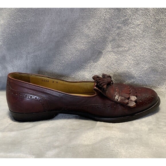 Bragano Cole Haan Men\'s‎ Loafers 9M Brown Leather Tasseled Kiltie Italy Vibram main image 6